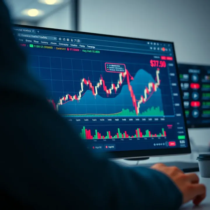Graph showing financial market trends and demo trading platform interface