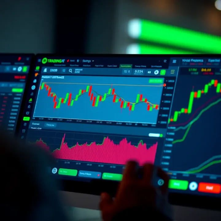 Demo Trading Account Dashboard Overview Trading platform interface showing a demo account dashboard with charts and virtual balance