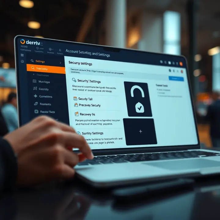 User account settings dashboard showcasing security options and recovery tools on Deriv.com