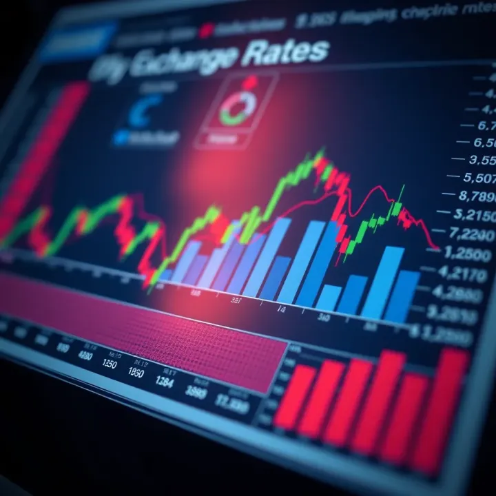 Financial chart highlighting economic and political factors influencing currency fluctuations