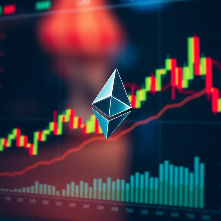 Graph showing Ethereum price fluctuations and technical analysis indicators