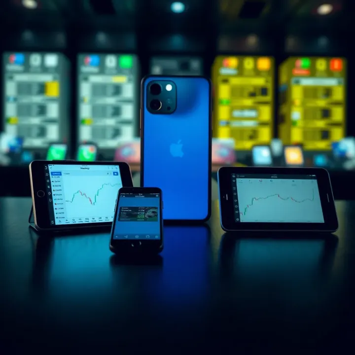 Illustration of mobile devices demonstrating Deriv app compatibility across platforms