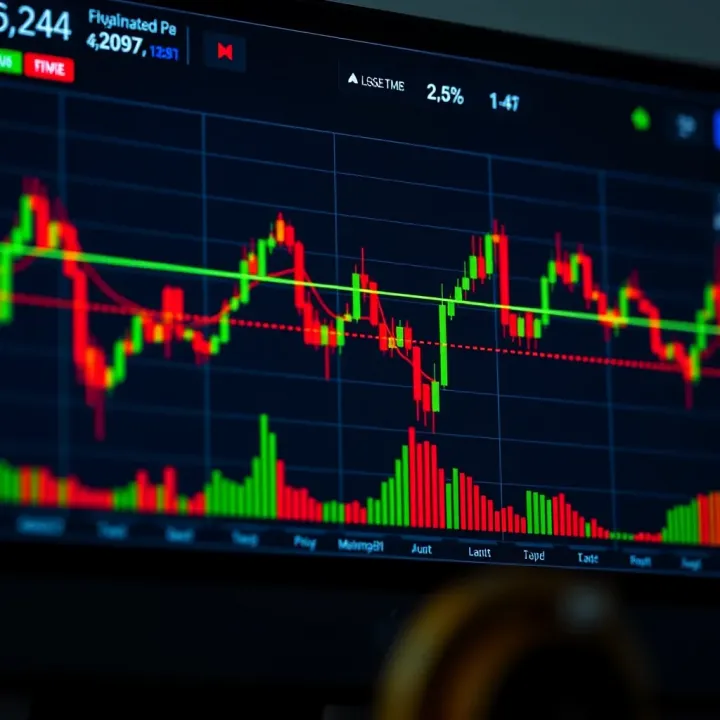 Chart showing Fibonacci retracement levels on a financial trading platform