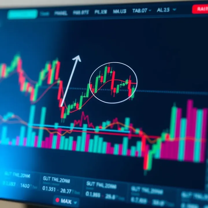 Graph displaying Fibonacci retracement levels overlaid on a financial chart showing price movements