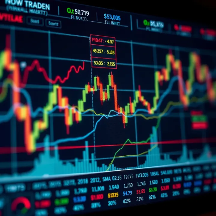 Graph illustrating financial market trends with various indicators and investment analysis tools