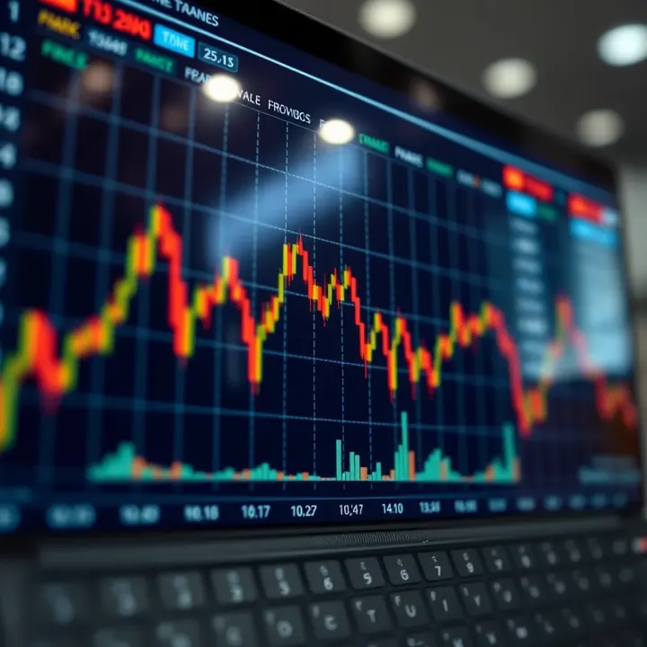 Graph showing currency exchange rate fluctuations in the Forex market