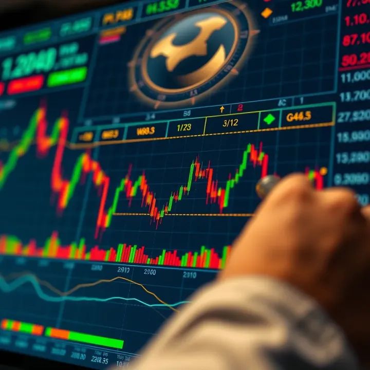 Chart illustrating price movements in stocks and commodities with Gann's technical indicators