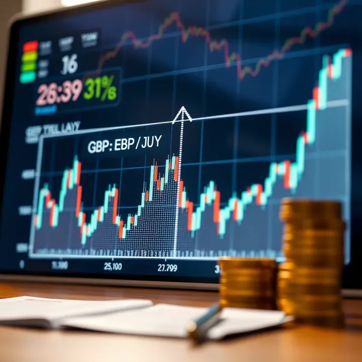 Graph depicting GBP to JPY exchange rate fluctuations with economic indicators