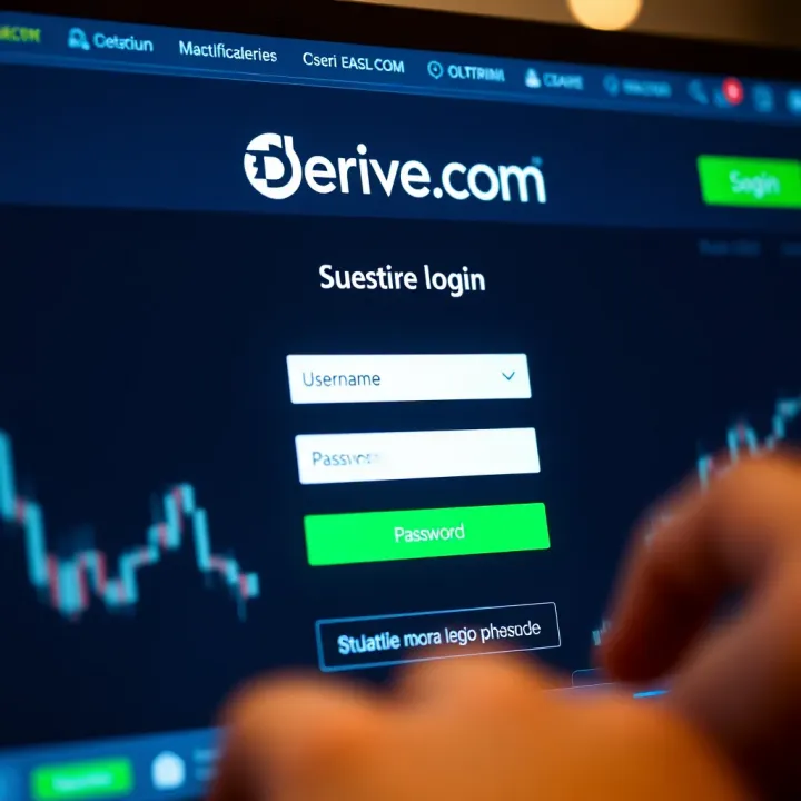 Login screen interface showing username and password fields on Derive.com trading platform