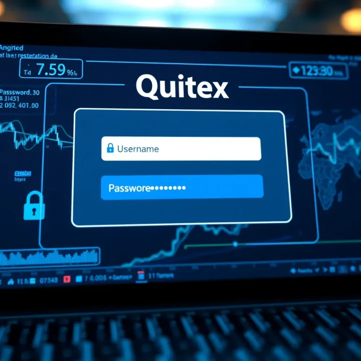 Secure login screen interface showing username and password fields on Quotex platform