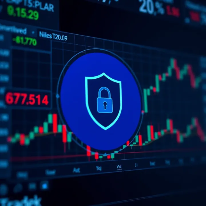 Secure login concept with shield icon and padlock symbolizing account protection on trading platform