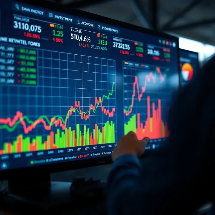 Financial chart displaying investment returns and market fluctuations