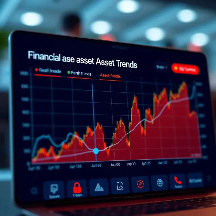 Financial Asset Trends and Security Features on IQ Option Graph showing trends in financial assets available on IQ Option with security and regulation icons