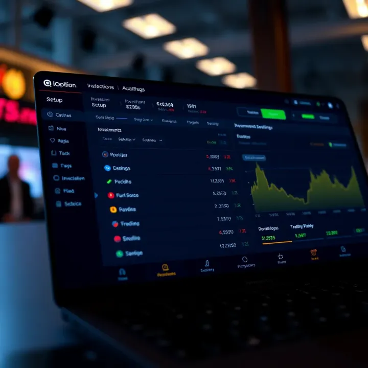 Dashboard showing investment options and security settings on trading platform