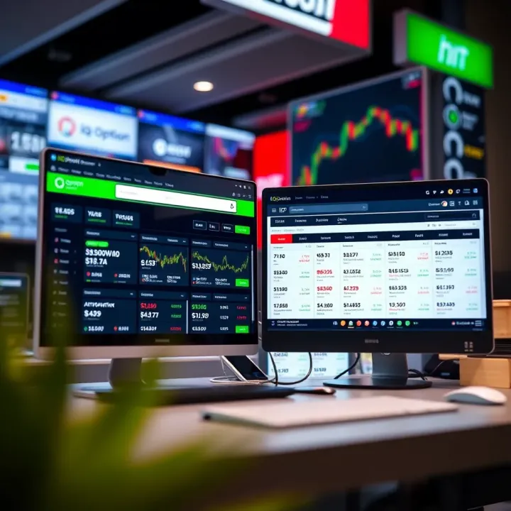 Overview of IQ Option platform interface displaying various financial trading options