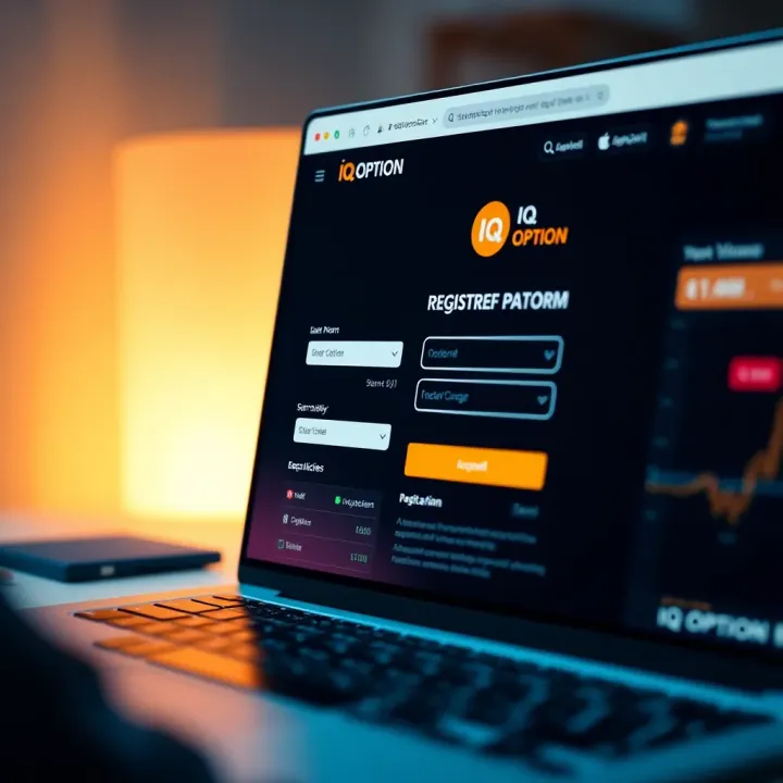 Screenshot of IQ Option platform registration page showing user input fields