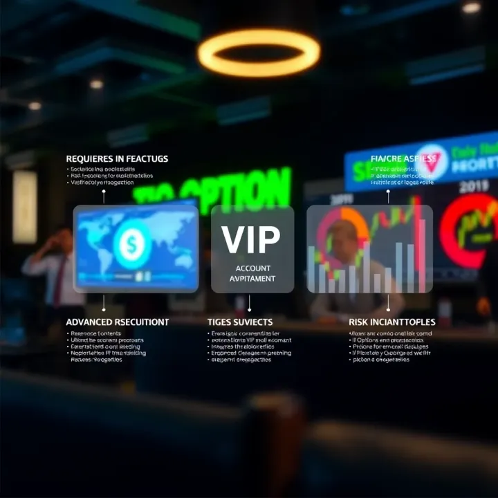 Diagram illustrating VIP account requirements and advanced risk management tools on IQ Option