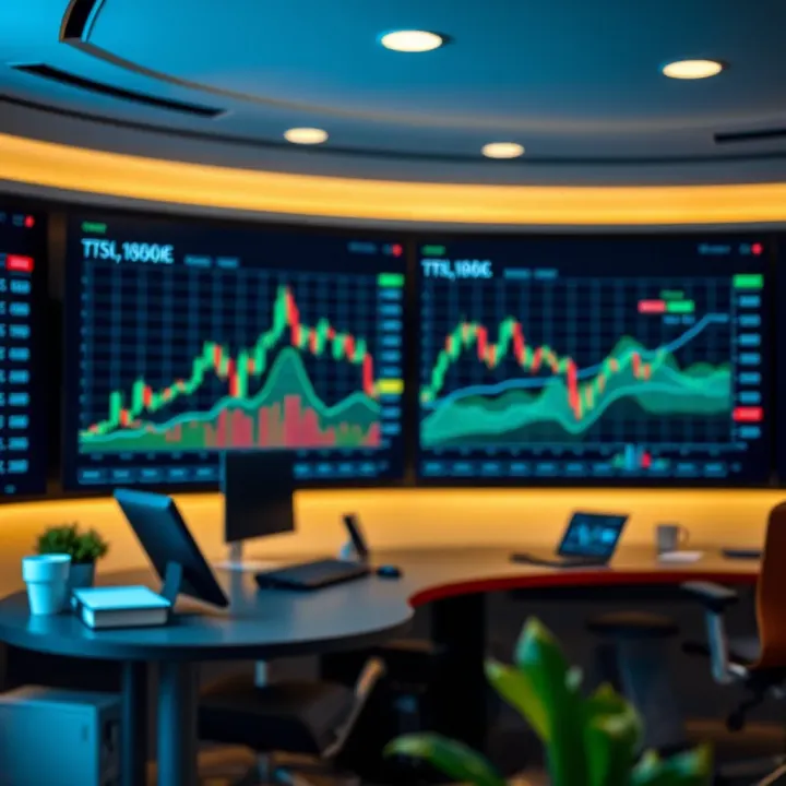 Graphical representation of financial market trends and risk management in IQ Trade Room