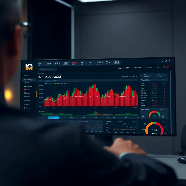 Dashboard view of IQ Trade Room showcasing key trading features and analytics