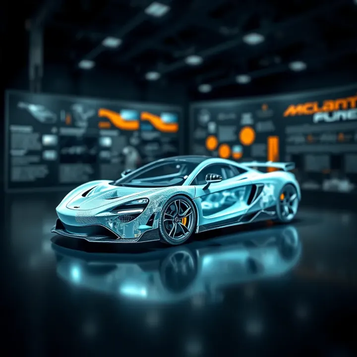 Technical schematic illustrating McLaren's innovative lightweight structure and aerodynamic design features