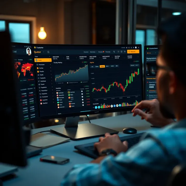 User navigating through Quotex platform features on desktop