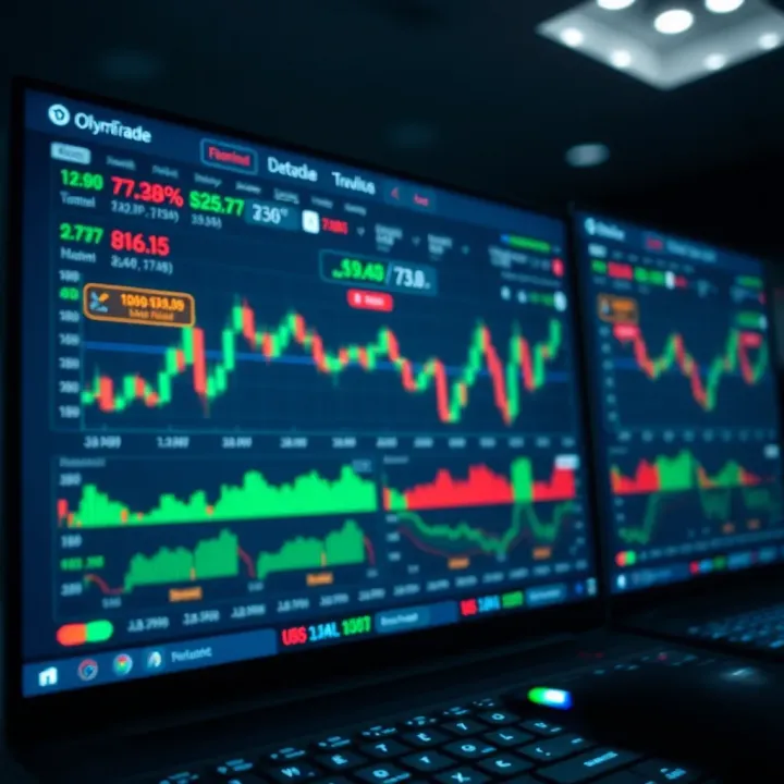 Dashboard of an online trading platform showing various financial assets and real-time charts
