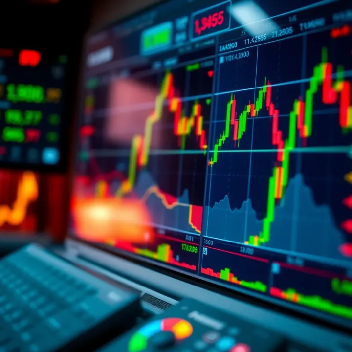 Interface of an online forex trading platform with charts and financial data