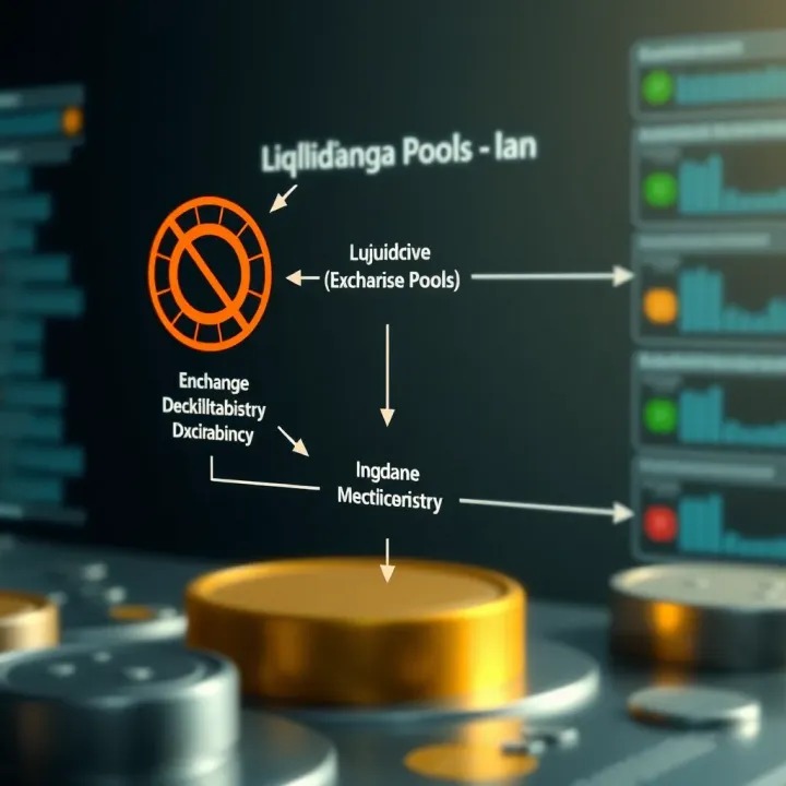 Diagram showing the decentralized exchange mechanism and liquidity pools of Uniswap