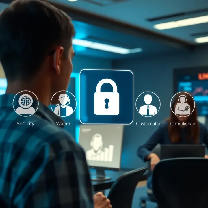 Illustration of security features and customer support icons for Pocket Corretora