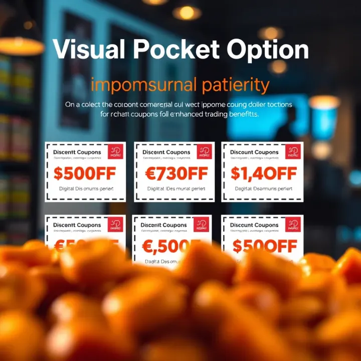 Graphic showing collection of digital discount coupons for trading platform rewards