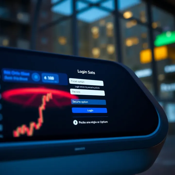 User interface displaying Pocket Option login screen with input fields and secure access options