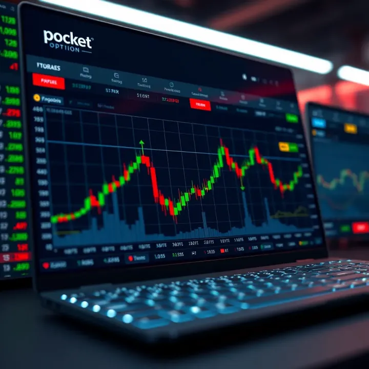 User interface of Pocket Option platform showing various trading tools and market indicators