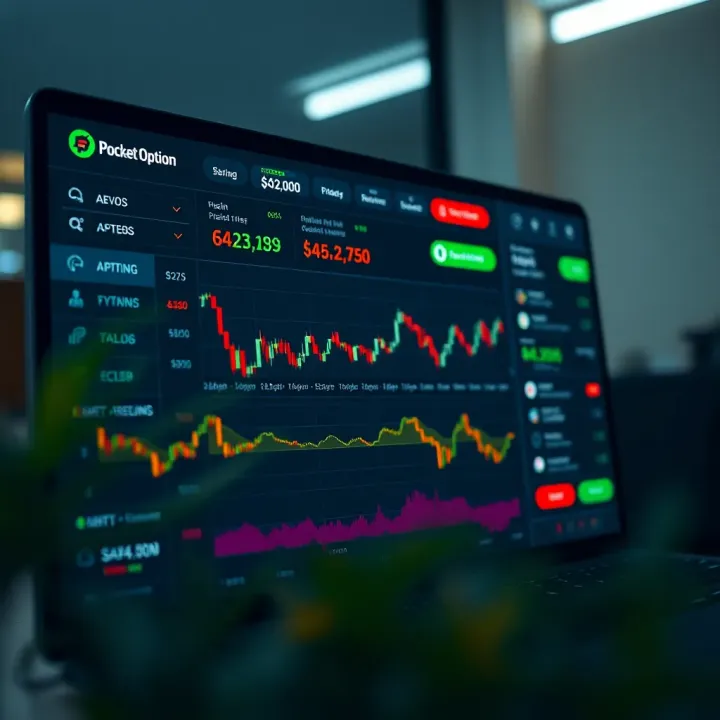 Dashboard overview of Pocket Option trading platform showcasing financial instruments and trading options