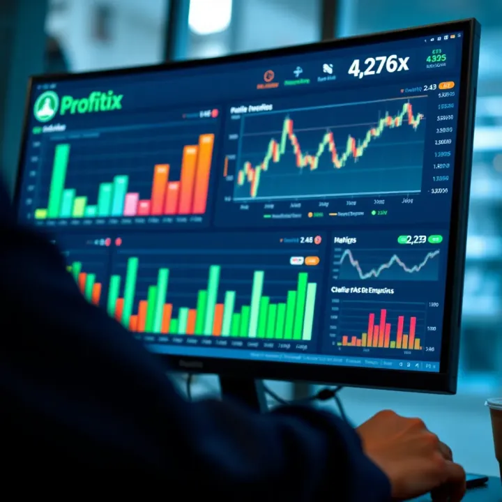 User interface of Profitix displaying graphs and charts for business management
