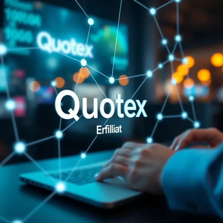 Overview of Quotex affiliate program with digital network connections and earnings symbols