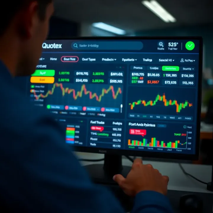 Navigating the Quotex Trading Dashboard Dashboard screen showing various trading options and account overview after successful login on Quotex