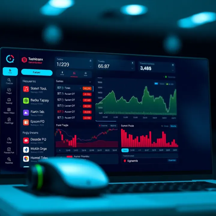 User dashboard displaying various trading tools and options available in Quotex demo mode