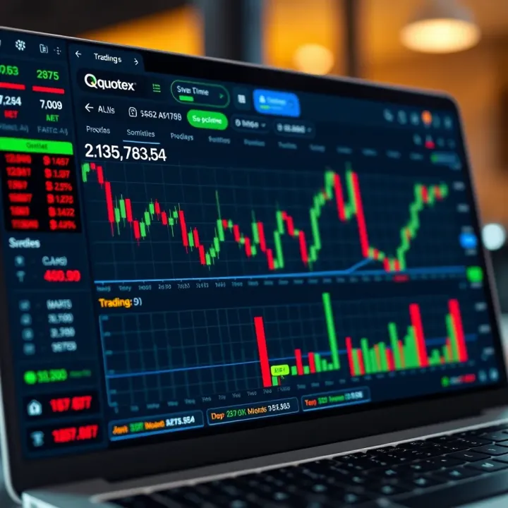 Digital trading platform interface showing real-time asset charts and trading options