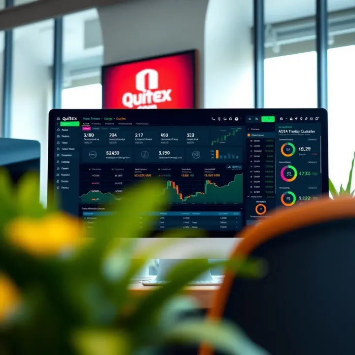 Dashboard view of quotex.com online trading platform showing various asset options and trading tools
