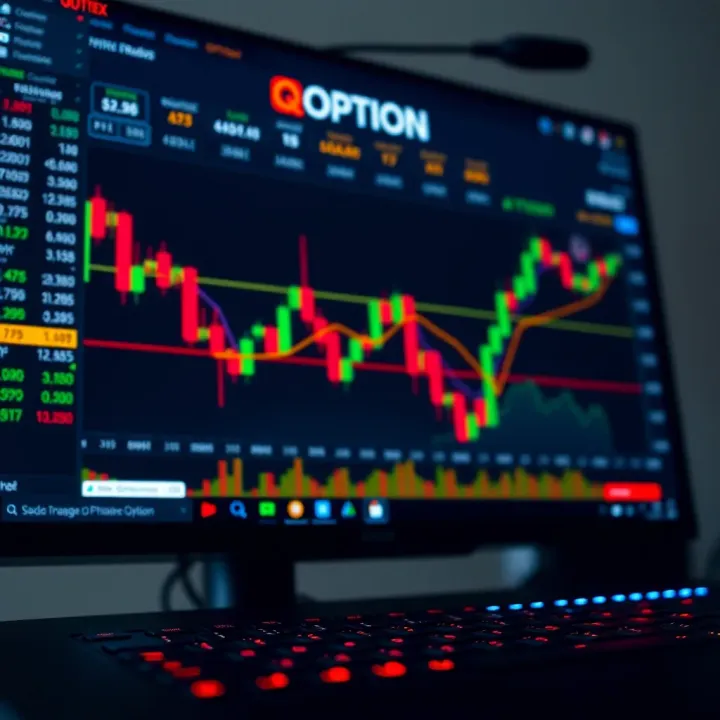 Interface of digital trading platform showing binary options charts and trading tools
