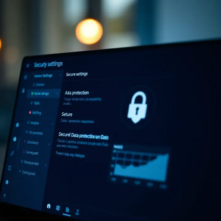 Secure settings menu highlighting data protection features on Quotex application
