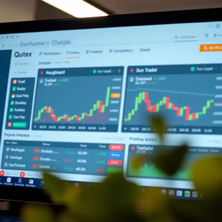Dashboard of Quotex platform showing various trading options and navigation menu