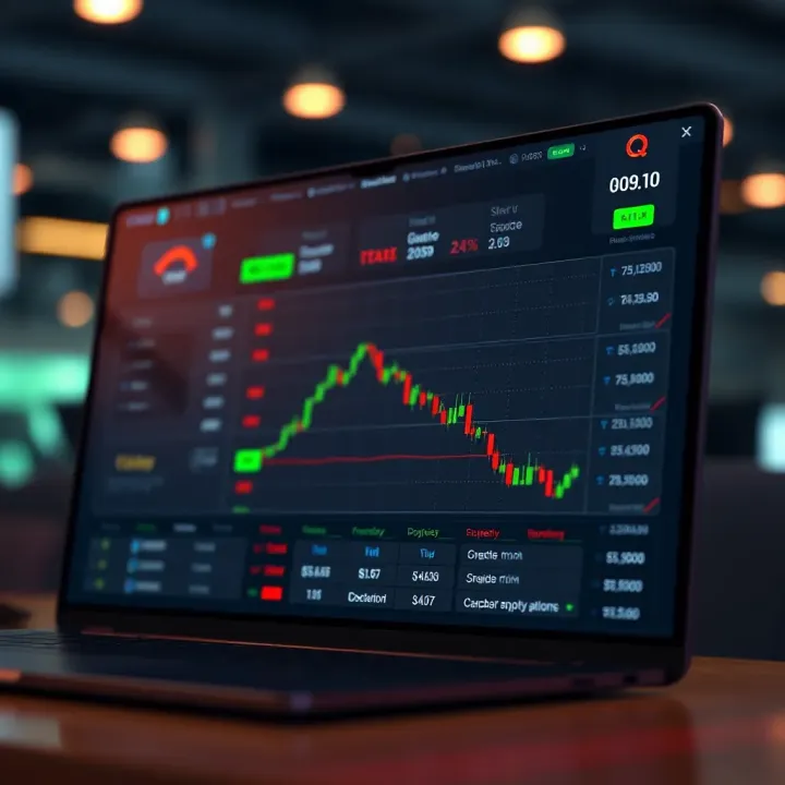 Interface showcasing main features of Quotex platform for binary options trading