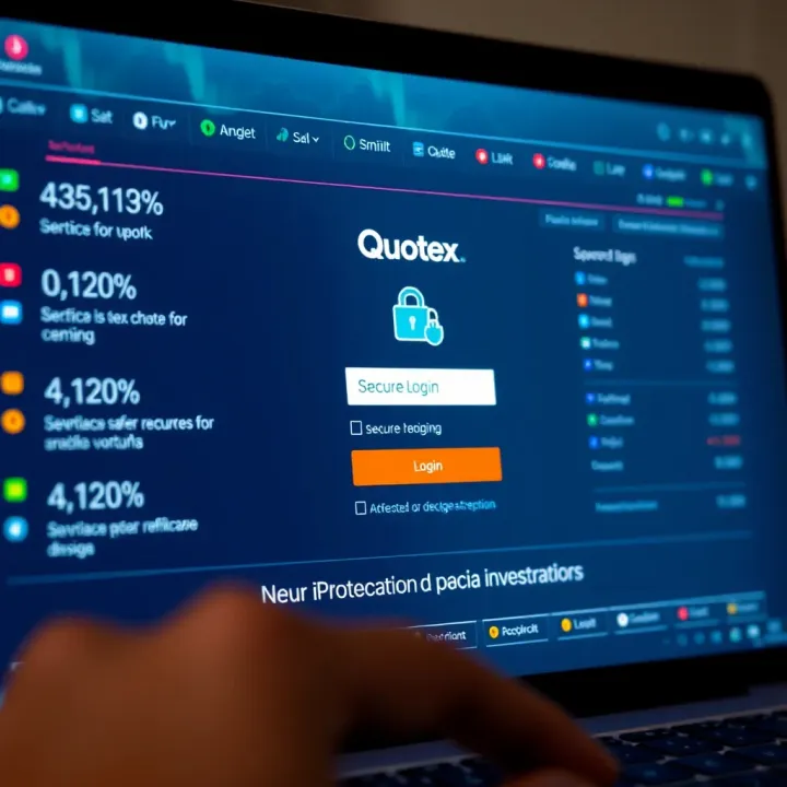 Secure login page highlighting encryption and safety features of Quotex.com platform