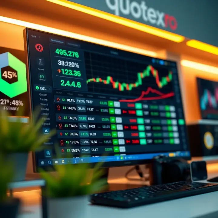 Detailed display of financial asset options and trading tools available on Quotex Pro