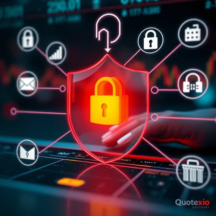 Secure transaction icons representing encryption and safety in online trading