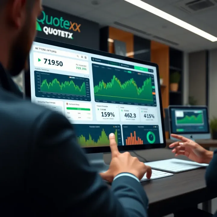 Dashboard overview showcasing Quotexx platform features and trading options