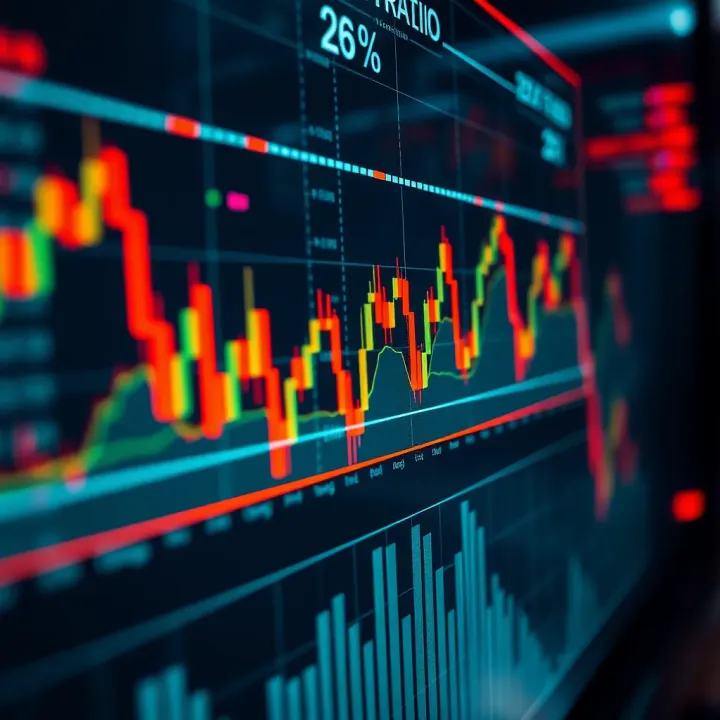 Chart showing rapid fluctuations in binary option trading with highlighted entry and exit points