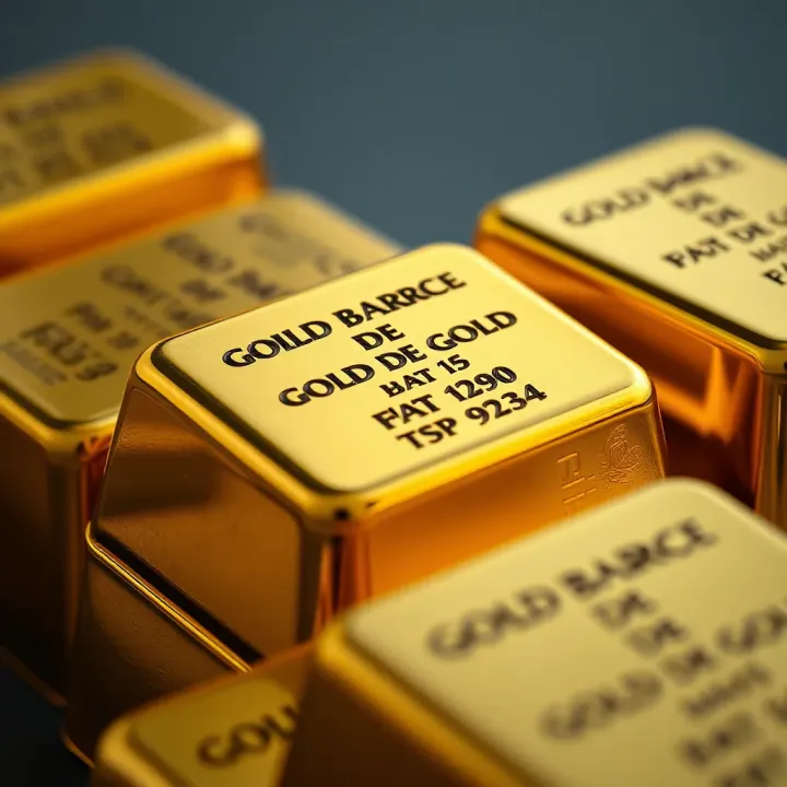 Close-up view of a gold bar showcasing its polished surface and stamped weight details